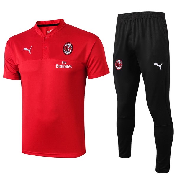 Polo Ensemble Complet AC Milan 2019-20 Rouge Noir